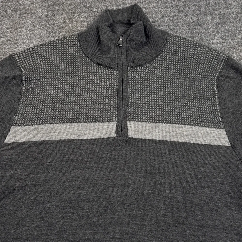 Banana Republic Merino Wool Sweater‎ Mens Size Medium Dark Gray 1/4 Zip Knit